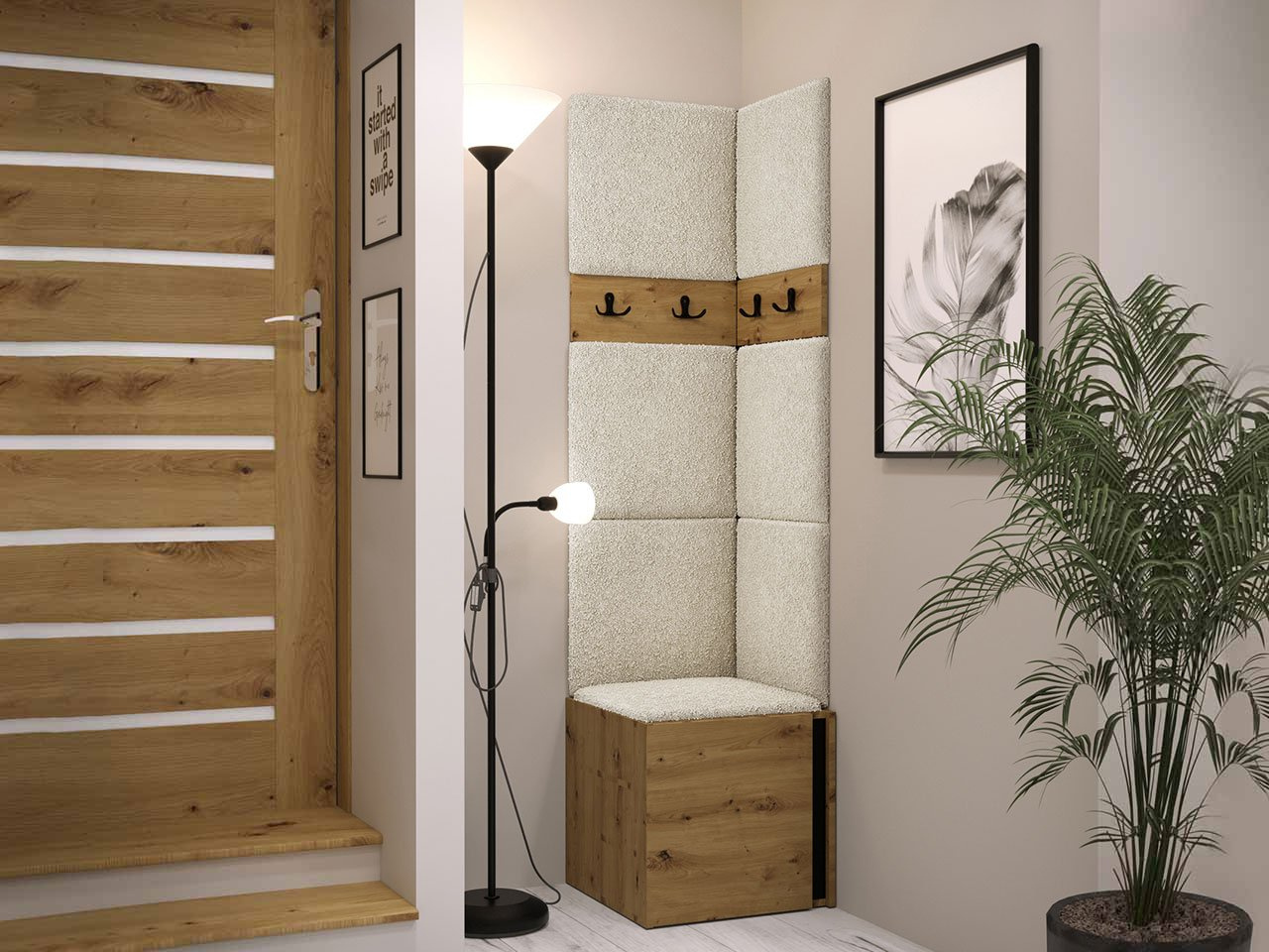 Predsoblje Tovenaz XXI (hrast artisan + crna)