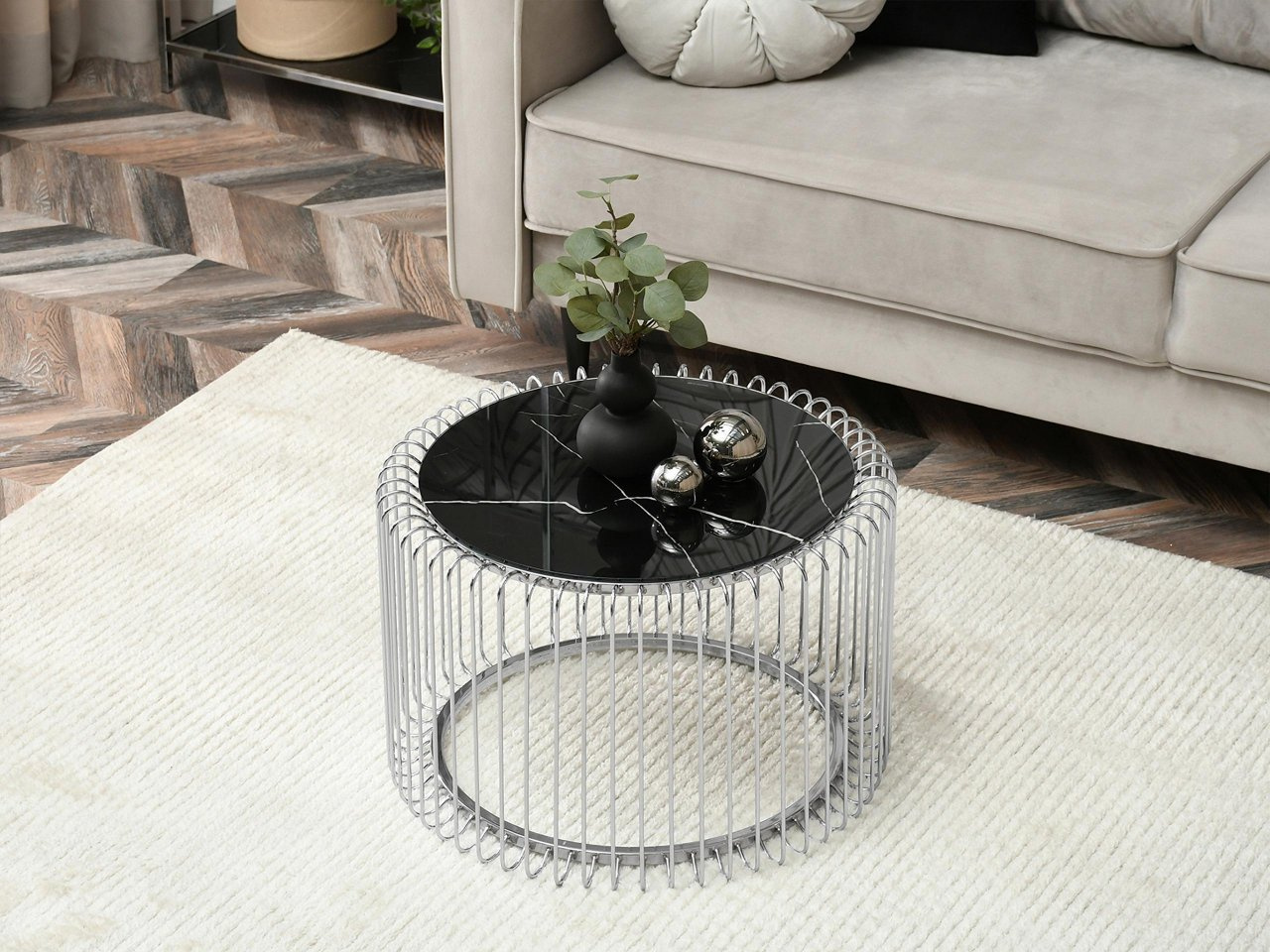 Stolić za kavu Alino M (krom + crni mramor)