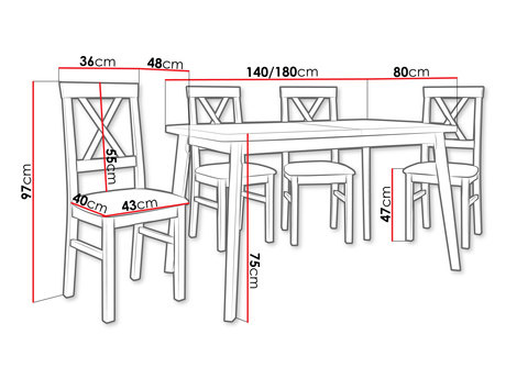 Blagovaonski set (za 4 osobe) Arnold AL27 (kašmir + srebrno siva)
