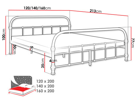 Bračni krevet 160cm Sherita (crna)