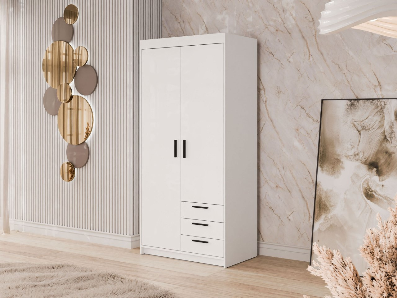 Ormar za garderobu Milica 2D3S (bijela)